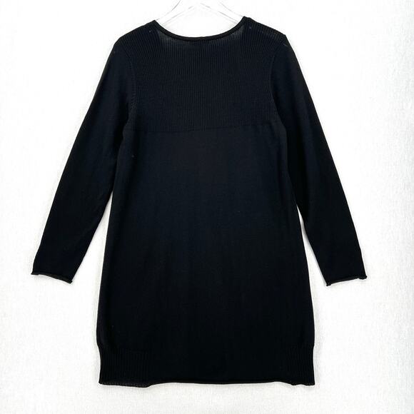 EILEEN FISHER Merino Jersey V-neck Layering Dress Womens Medium Black NWT Flawed - Picture 2 of 14